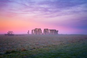 People gathered inside Stonehenge circle in the morning for Winter Solstic