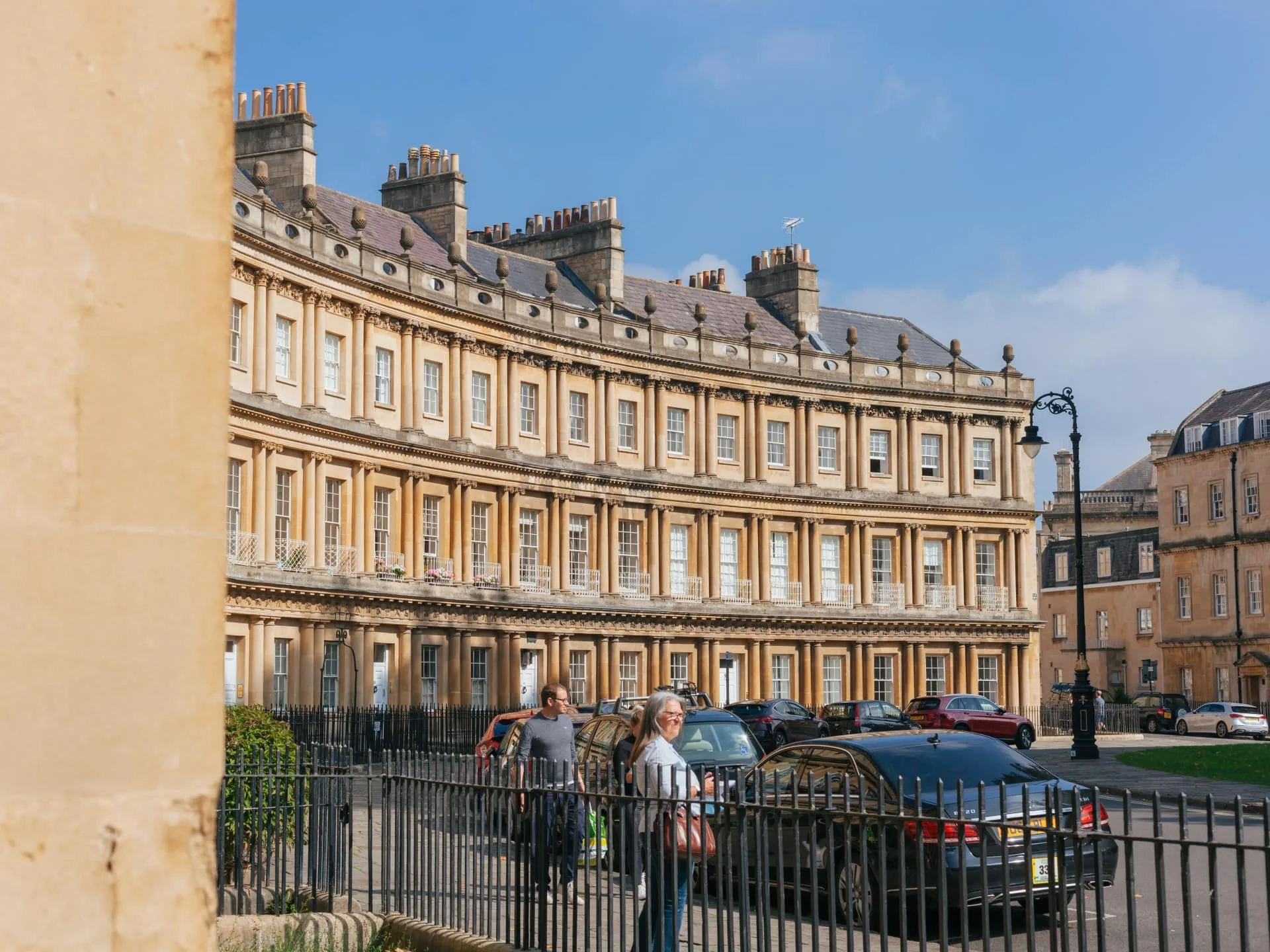 The historic Circus in Bath, a circular Georgian plaza with grand, terraced townhouses.